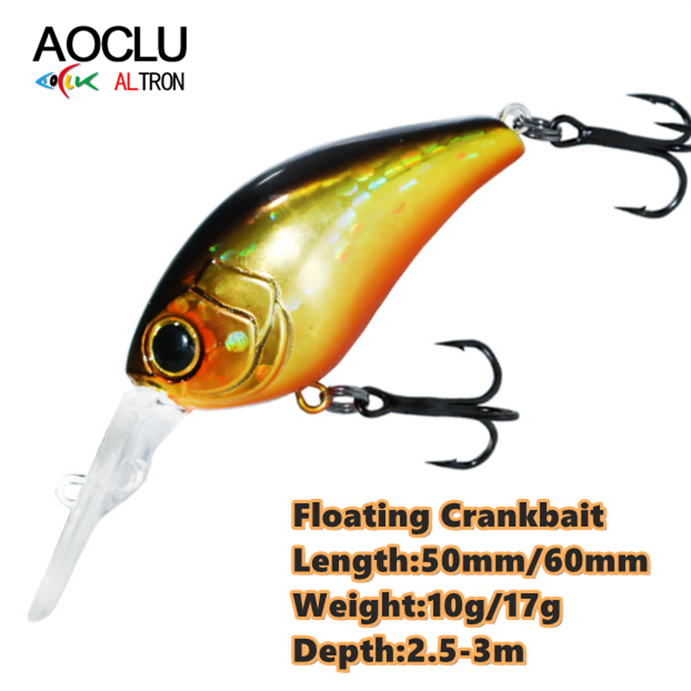 Fishing Lure Topwater - Aoclu-フローティングミノールアー,50mm, 10g, 60mm, 17g,ハードベイト,クランク,ディープダイビング,深さ2.5〜3m,ロングキャスティングフック,品質