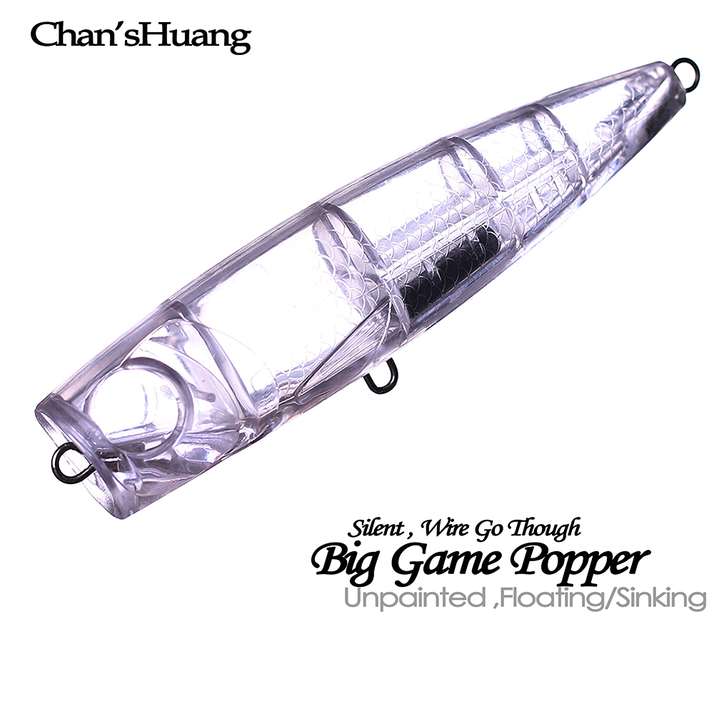 Fishing Lure Popper - Chan’sHuang 5個入り未塗装ブランクベイト フローティング/シンキング ビッグゲームポッパー ワイヤー貫通式 DIY人工釣りルアー