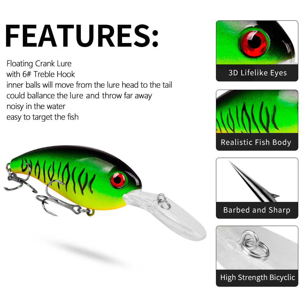 クランクフィッシング用の大きなハードベイト,クランクで魚を捕 - Fishing Lure Crankbait のレビューと価格