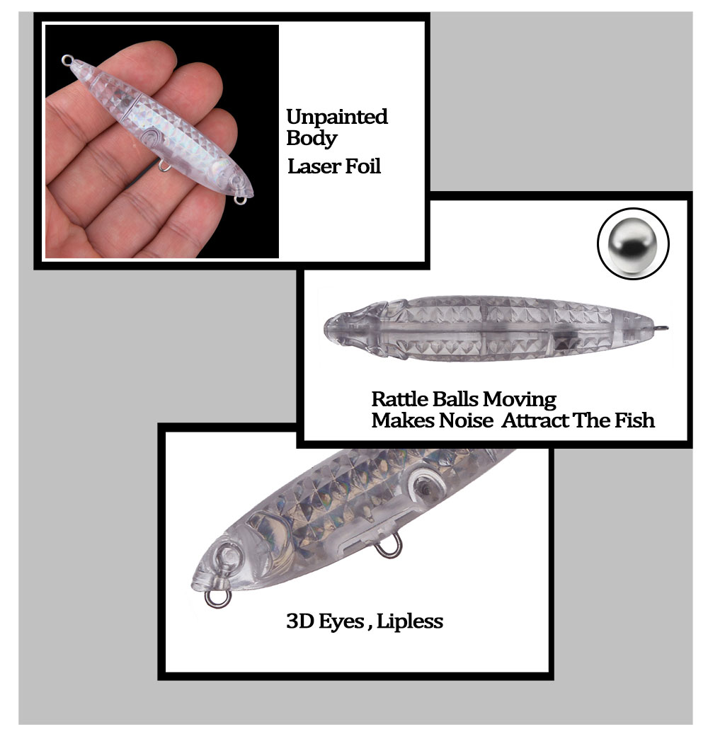 Chan’sHuang 20 個未塗装ブランク釣りルアー 7 - Fishing Lure Topwater のレビューと価格